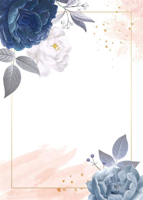 Blue roses themed card template vector | premium image by | Flower ...