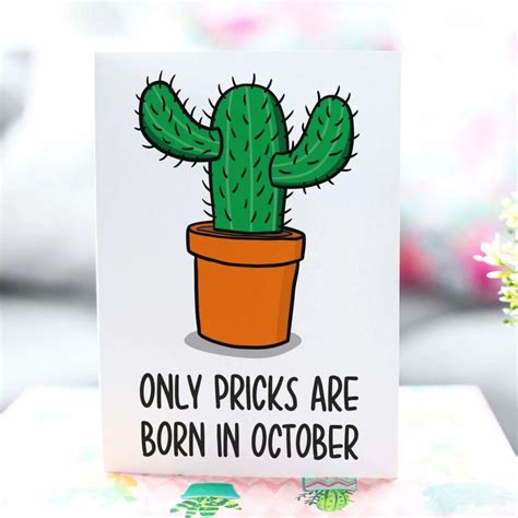 Funny October Birthday Card | A6 Prick Rude Birthday Card