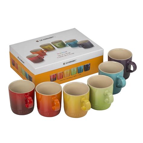 Rainbow Mugs Set of Six Le Creuset Mugs, Le Creuset Set, Le Creuset Stoneware, Stoneware Mugs ...