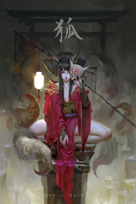 Kitsune, Fuchs Illustration, Japon Illustration, Dark Fantasy Art, Fantasy Artwork, Fantasy ...