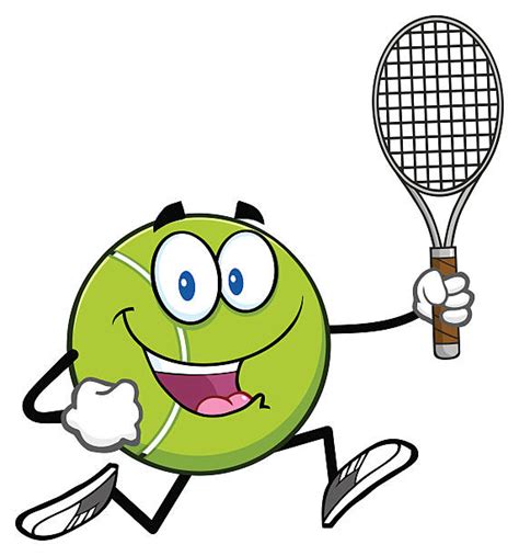 Vector Cartoon Of Funny Tennis Ball Holding Racquet Illustrations, Royalty-Free Vector Graphics ...