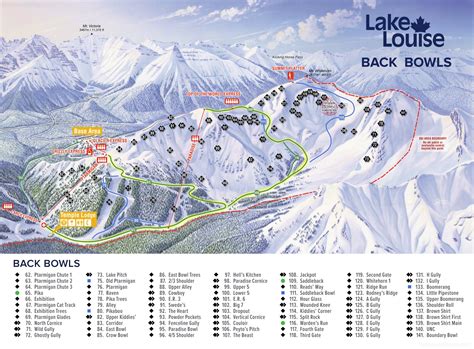 Lake Louise Ski Resort Back Bowls Piste Map - Ontheworldmap.com