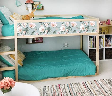 IKEA Kura Bed Decals Girls, Kura Bed Wraps Floral, Kura Bed Removable Stickers, Decals for Kura ...