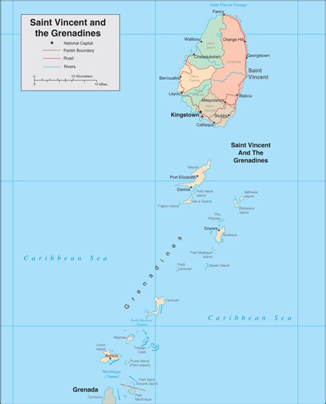 Saint Vincent And The Grenadines Map - Free Colouring Pages