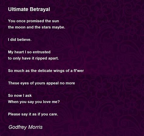 Ultimate Betrayal - Ultimate Betrayal Poem by Godfrey Morris