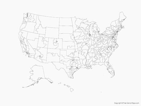 Printable Vector Map of the United States with Congressional Districts ...