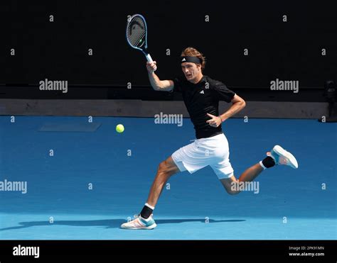 Alexander Zverev of Germany in action at the Australian Open 2023 ...