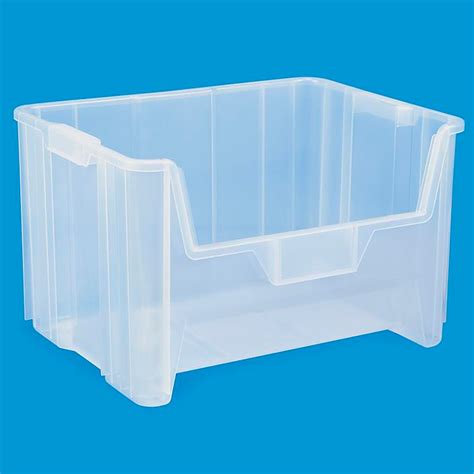 Giant Plastic Stackable Bins - 15 x 20 x 12 1/2", Clear S-17886 - Uline | Stackable bins ...