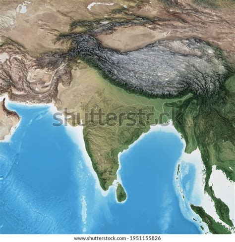 Physical Map South Asia High Resolution Stock Illustration 1951155826 ...