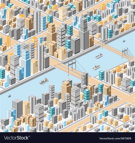 Isometric city Royalty Free Vector Image - VectorStock