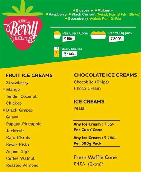 Natural Ice Cream Menu, Menu for Natural Ice Cream, Kadri, Mangalore ...