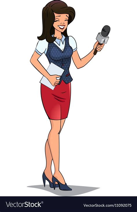 female journalist or TV reporter. Vector illustration. Cartoon ...