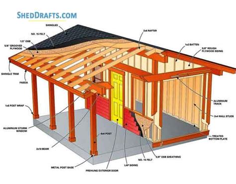 16×16 Large Garden Shed Building Plans Blueprints For DIY Construction