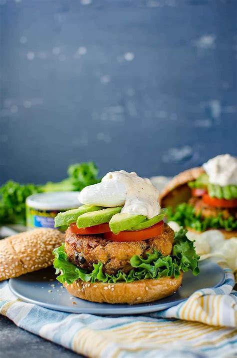 Crispy Tuna Burger with Lemon and Capers - A delicious burger topped with a spiced aioli tartar ...