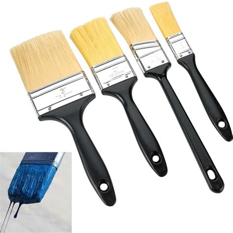 4 X Paint Brush Set Painting Brushes Polyester Bristles Oil Water Based Paints - Walmart.com ...