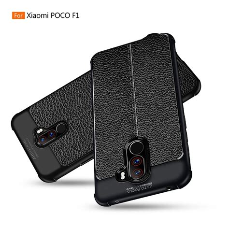 Luxury Poco F1 Case For Xiaomi Pocophone F1 Case Silicone Bumper Soft TPU Leather Texture Back ...