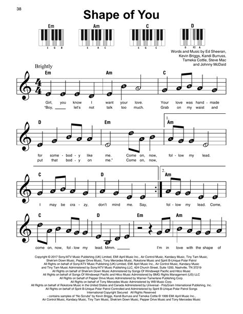 Shape Of You by Ed Sheeran Sheet Music for Super Easy Piano at Sheet ...