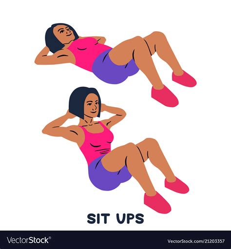 Sit up sport exersice silhouettes woman doing Vector Image