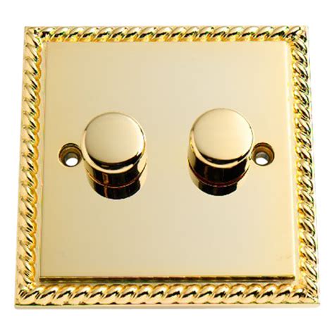 2-Gang 1-Way Dimmer Switch, 250 Watt Georgian Brass Tools Store