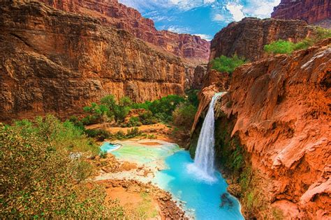 Download Canyon Waterfall Nature Havasu Falls HD Wallpaper