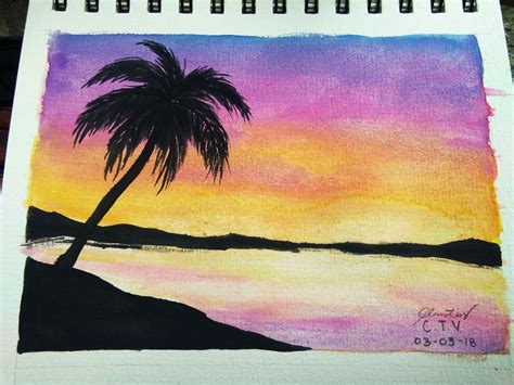 Sunset Paintings In Watercolor