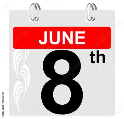 8th june calendar with ornament Stock Vector | Adobe Stock