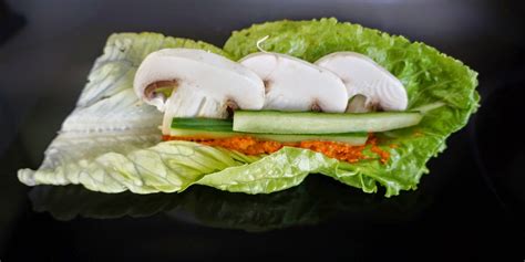 Romaine lettuce wraps with mouhammara