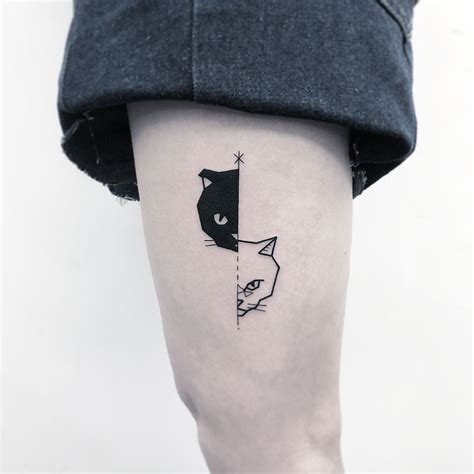 ️Black cat . White cat ️ . . Done at @ringthebellhk 🇭🇰 . . #cattattoo ...