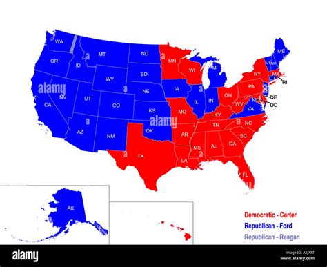 1976 Presidential Election Results By State Map - Map