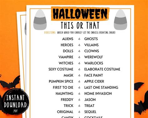 Halloween This or That Game Halloween Printable Games | Etsy | Fun ...