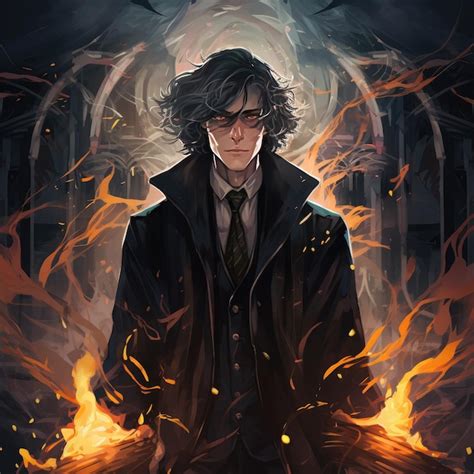 Premium Photo | Dark Anime Harry Potter character manga illustration