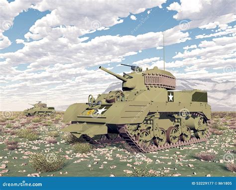 American Light Tanks of World War 2 Stock Illustration - Illustration ...