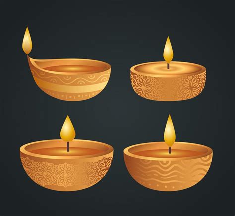 Happy diwali diya candles set vector design 2700182 Vector Art at Vecteezy