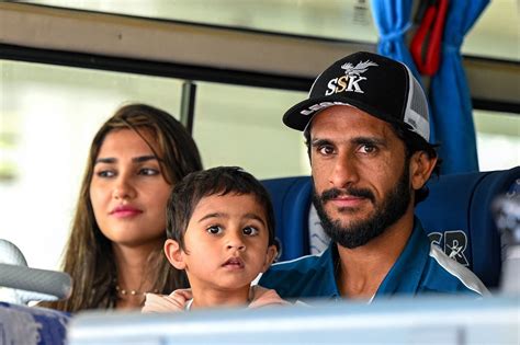 Hasan Ali with his family in the team bus after landing in Colombo ...