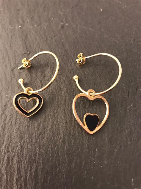 Gold sterling 925 heart charm hoop earrings charm hoops hoop | Etsy