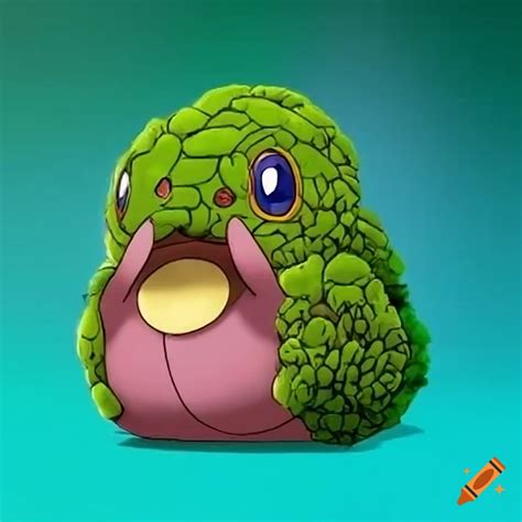 Florapebble: a grass/rock-type pokémon that appears as a cluster of colorful, moss-covered rocks ...