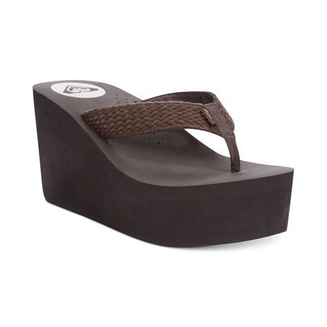 Lyst - Roxy Palika Platform Wedge Flip Flops in Brown