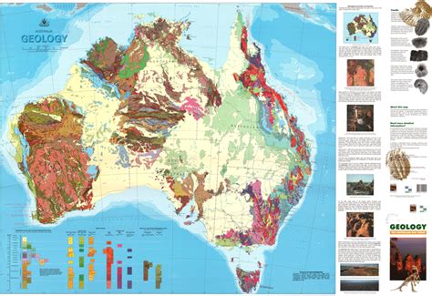 Australia Geology GeoSciences map | paper map of Australia Geology