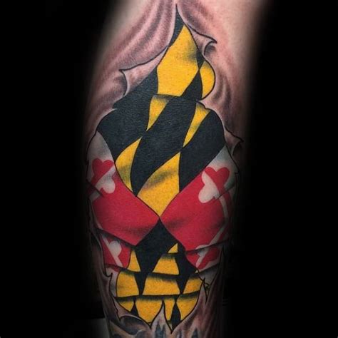 50 Maryland Flag Tattoo Ideas For Men - State Flag Designs