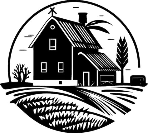 Premium Vector | Farmhouse black and white isolated icon vector ...