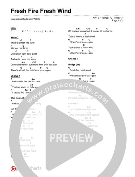 Fresh Fire Fresh Wind Chords PDF (Josh Baldwin) - PraiseCharts