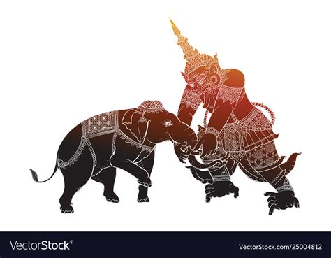 Elephant in thai traditional painting Royalty Free Vector