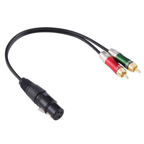 30cm Metal Head 3 Pin XLR CANNON Female to 2 RCA Male Audio Connector Adapter Cable for ...