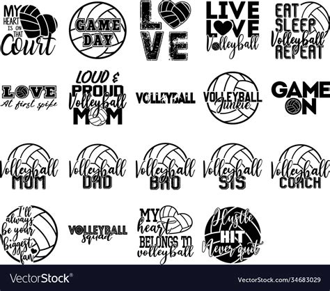 Collection volleyball phrases slogans Royalty Free Vector