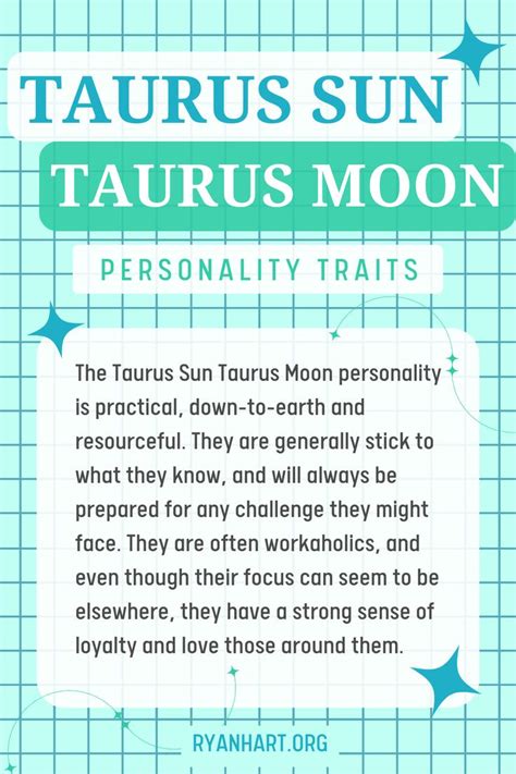 Taurus Sun Taurus Moon Personality Traits | Taurus moon, Taurus zodiac ...