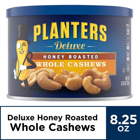 Planters Deluxe Honey Roasted Whole Cashews, 8.25 oz Canister - Walmart.com - Walmart.com