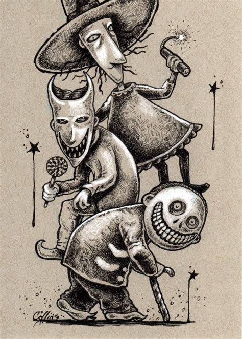 Lock, Shock, Barrel | 5"x7" ink and white pencil on gray paper by Bryan … | Nightmare before ...