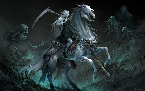 Download Scythe Undead Skeleton Horse Dark Woman HD Wallpaper by sandara