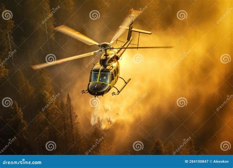 Helicopter Fighting Forest Fire with Water Drop Stock Illustration ...