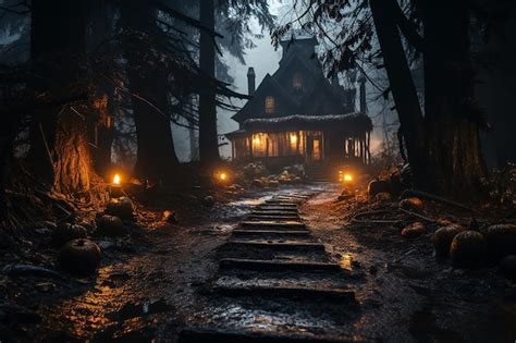 Premium AI Image | haunted house in the forest